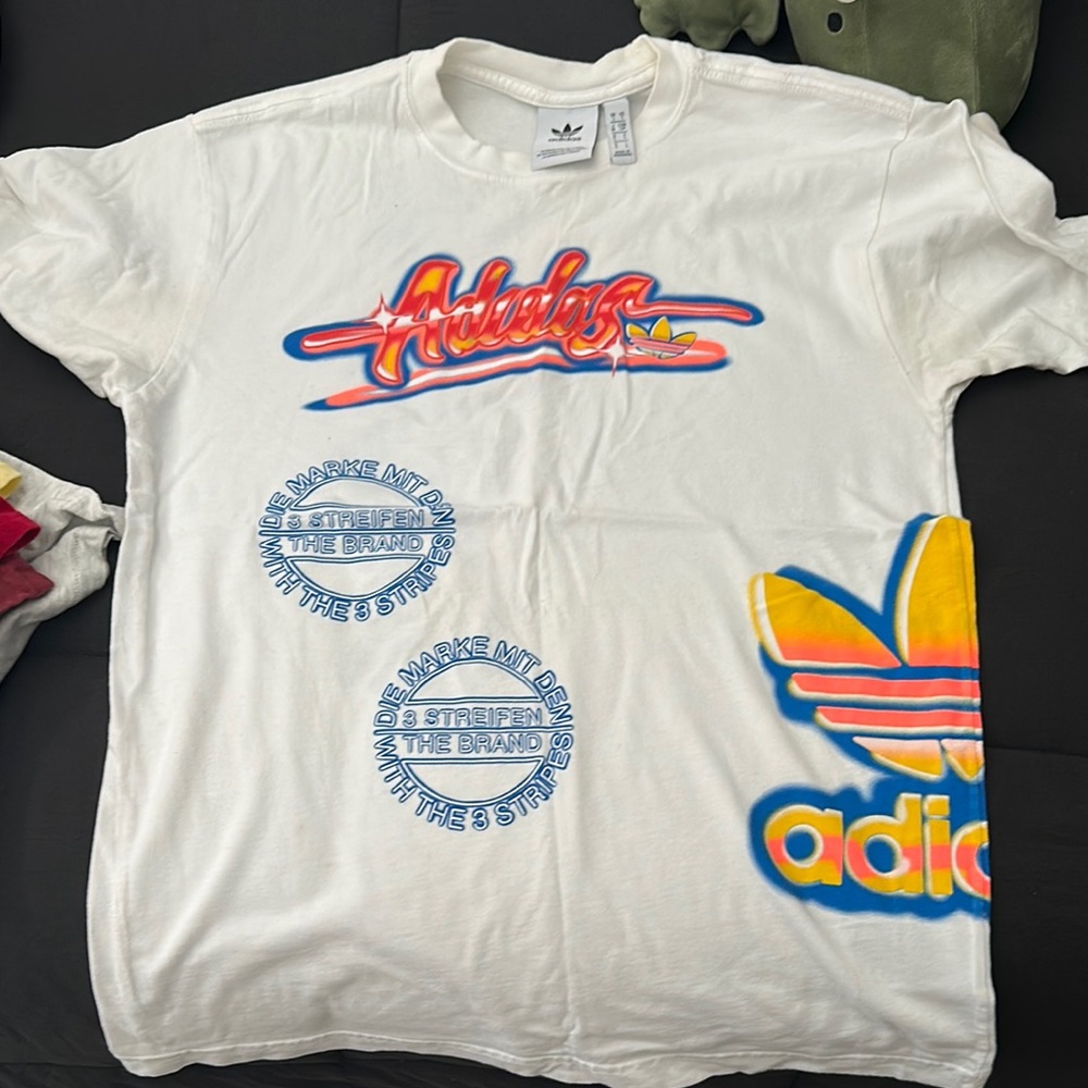 Adidas White Tee with Vibrant Logo